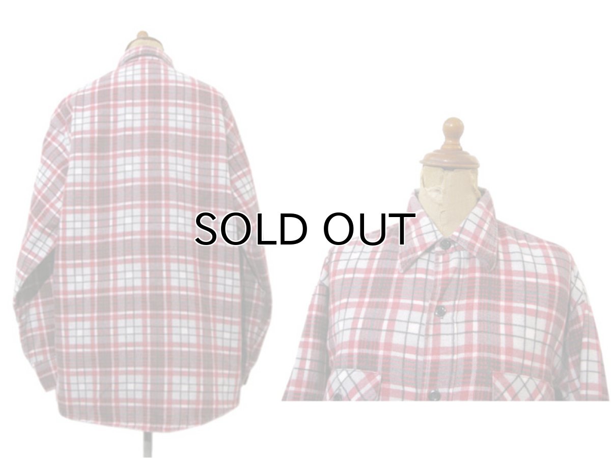画像2: 1970's "Sears" Check Pattern Flannel Shirts with Quilting Liner　Red　size M-L (表記  M 15-15 1/2) (2)