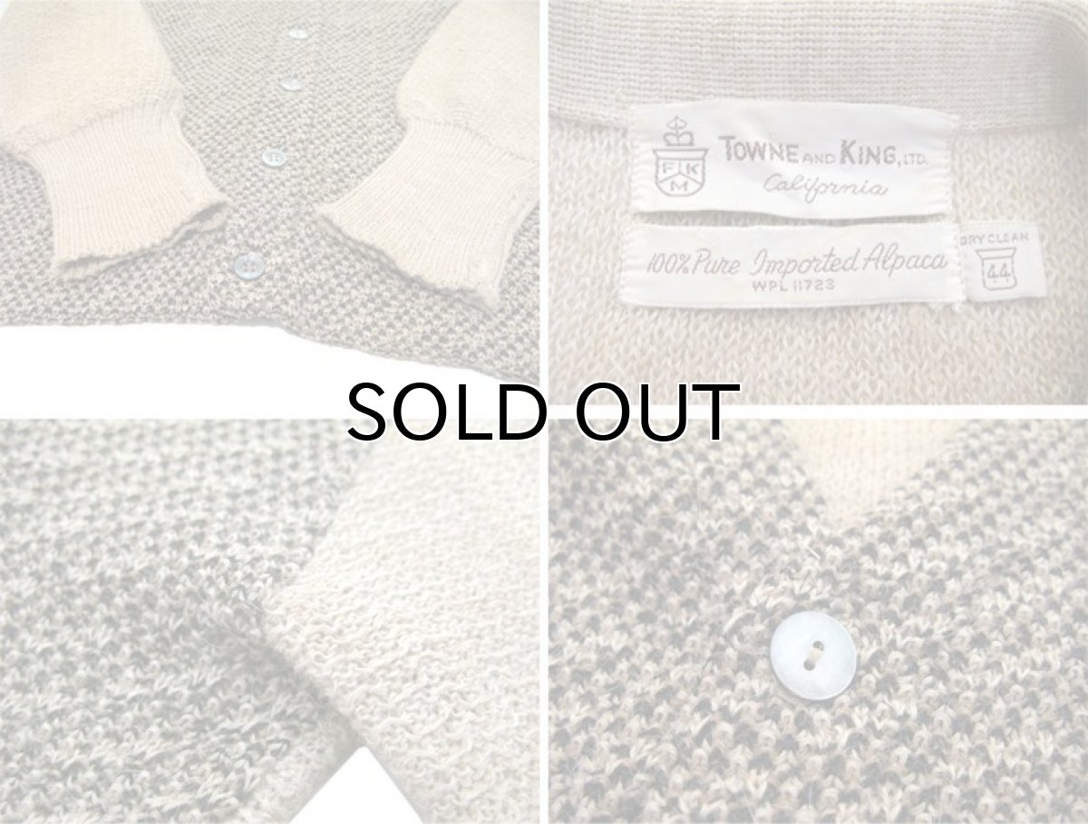 画像6: 1960's~ "TOWNE and KING" Alpaca Knit Cardigan Brown / Beige size L (表記 44) (6)