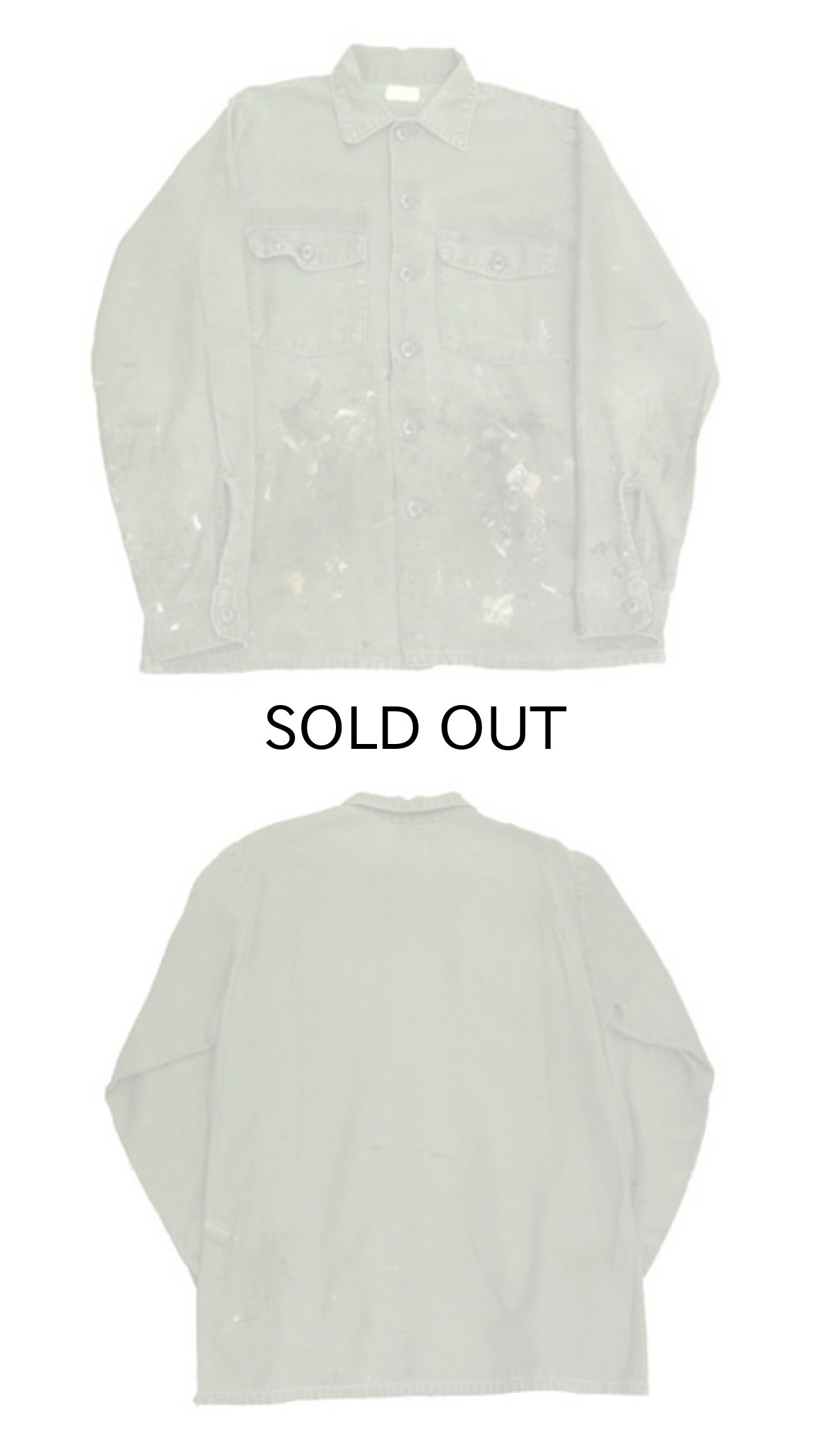 画像4: 1970's U.S.Military L/S Cotton Fatigue Shirts "Painted" OLIVE size M - L (表記 15 1/2 x 35) (4)
