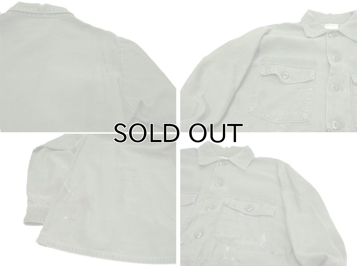 画像7: 1970's U.S.Military L/S Cotton Fatigue Shirts "Painted" OLIVE size M - L (表記 15 1/2 x 35) (7)