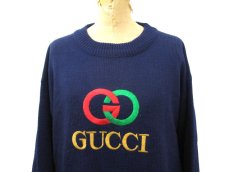 画像4: 1980's Crew Neck Sweater "GUCCI" 　NAVY　size M (表記 不明) (4)