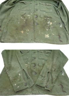 画像6: 1970's U.S.Military L/S Cotton Fatigue Shirts "Painted"　OLIVE　size M - L (表記 15 1/2 x 35) (6)