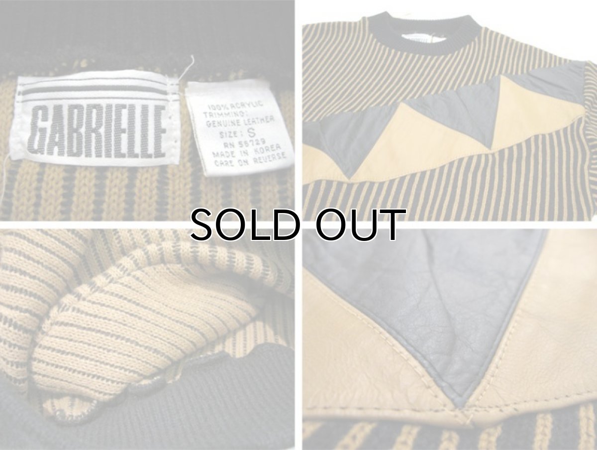 画像4: 1980's "GABRIELLE" Design Acrylic Knit Black / Mustard size M (表記 S) (4)