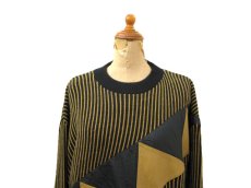 画像3: 1980's "GABRIELLE" Design Acrylic Knit　Black / Mustard　size M (表記 S) (3)