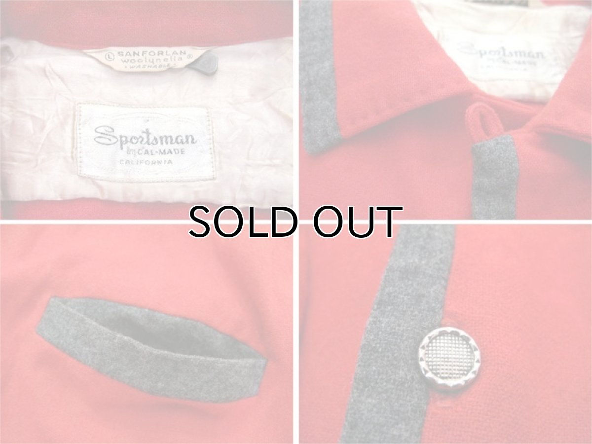 画像5: 1950's "Sportsman by CAL-MADE" Two-tone Wool Shirts　Red / C.Grey　size L (表記 L) (5)
