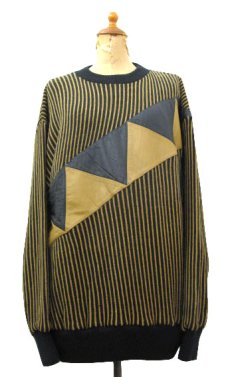 画像1: 1980's "GABRIELLE" Design Acrylic Knit　Black / Mustard　size M (表記 S) (1)