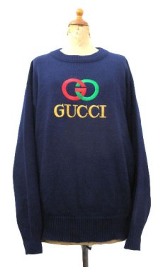 画像1: 1980's Crew Neck Sweater "GUCCI" 　NAVY　size M (表記 不明) (1)