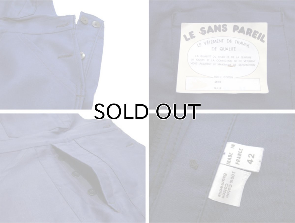 画像6: 1950-60's French "Le SANS PAREIL" Moleskin Worker Overall Dead Stock  BLUE size S - M (表記 42) (6)