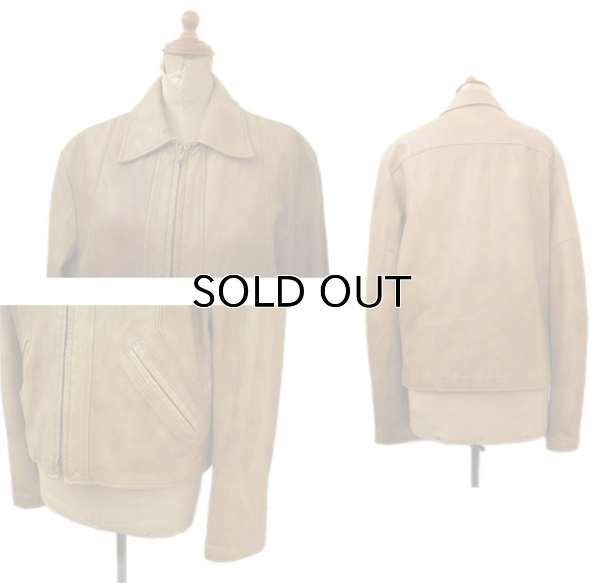 画像2: 1960-70 "H&H Leather" Single Leather Jacket BEIGE size M - L (表記 40)  (2)