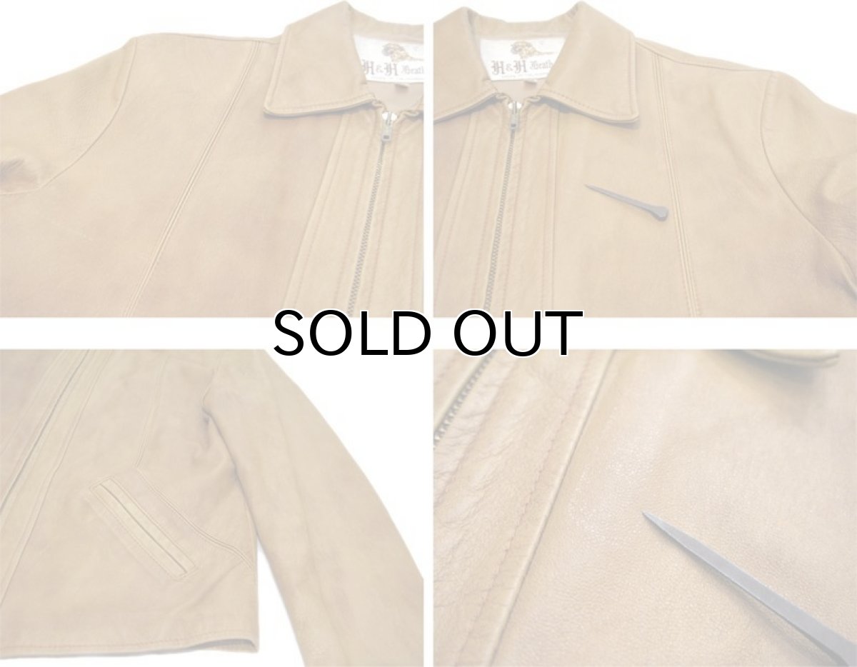 画像4: 1960-70 "H&H Leather" Single Leather Jacket BEIGE size M - L (表記 40)  (4)