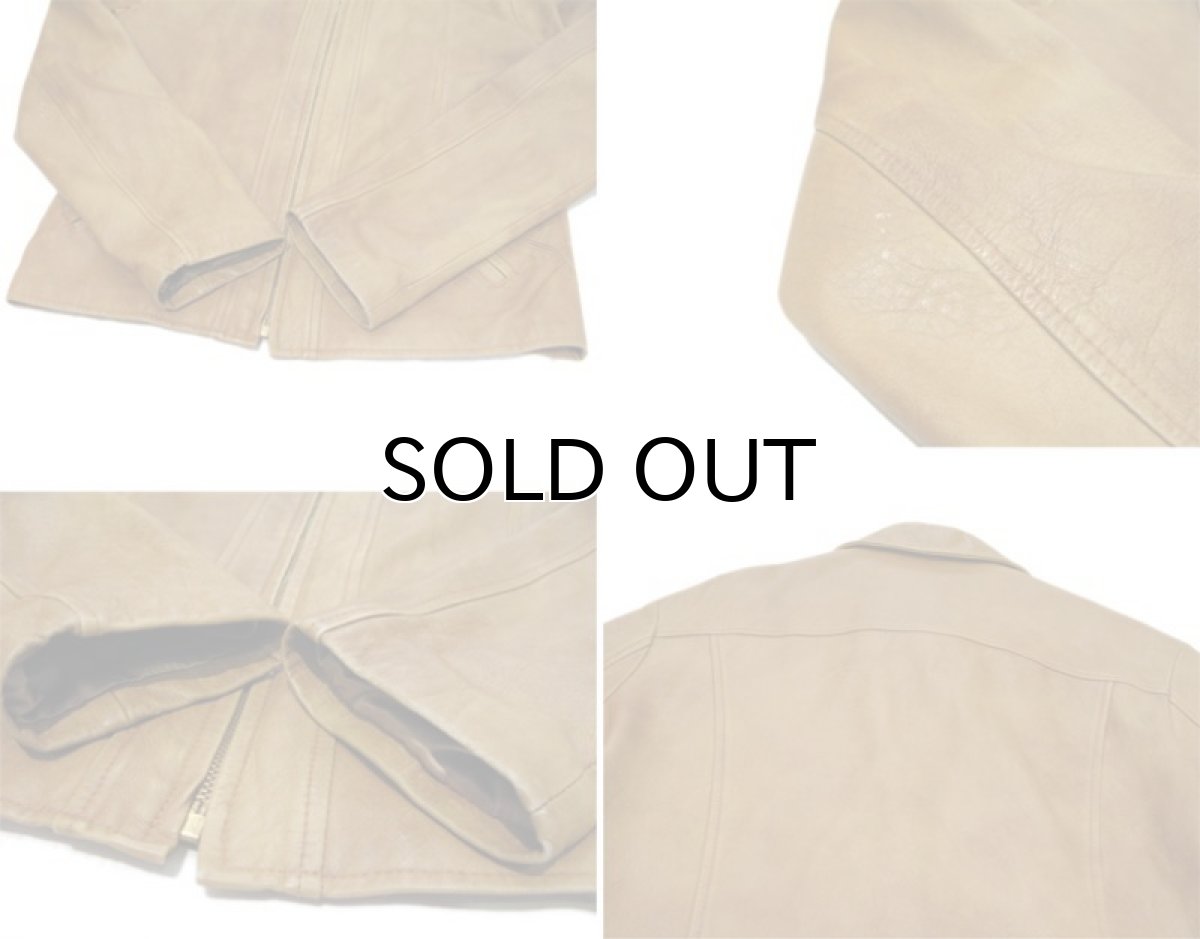 画像5: 1960-70 "H&H Leather" Single Leather Jacket BEIGE size M - L (表記 40)  (5)