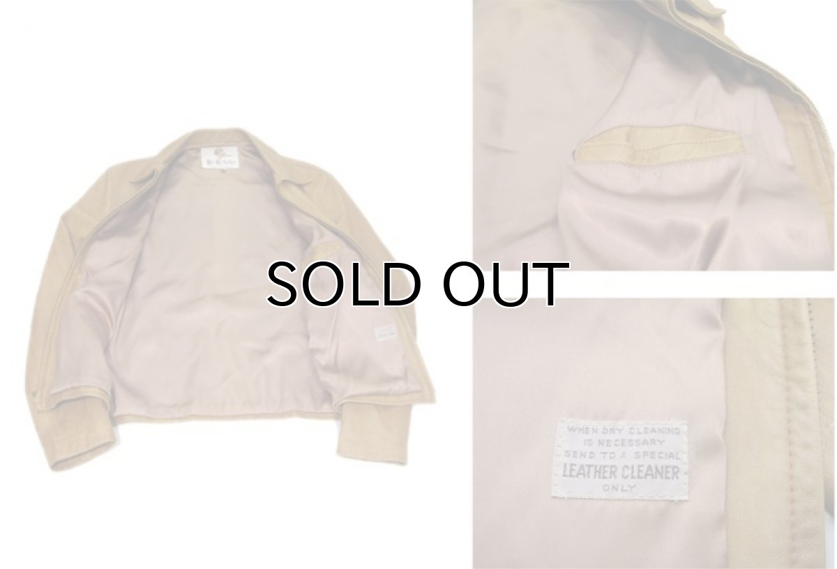 画像6: 1960-70 "H&H Leather" Single Leather Jacket BEIGE size M - L (表記 40)  (6)