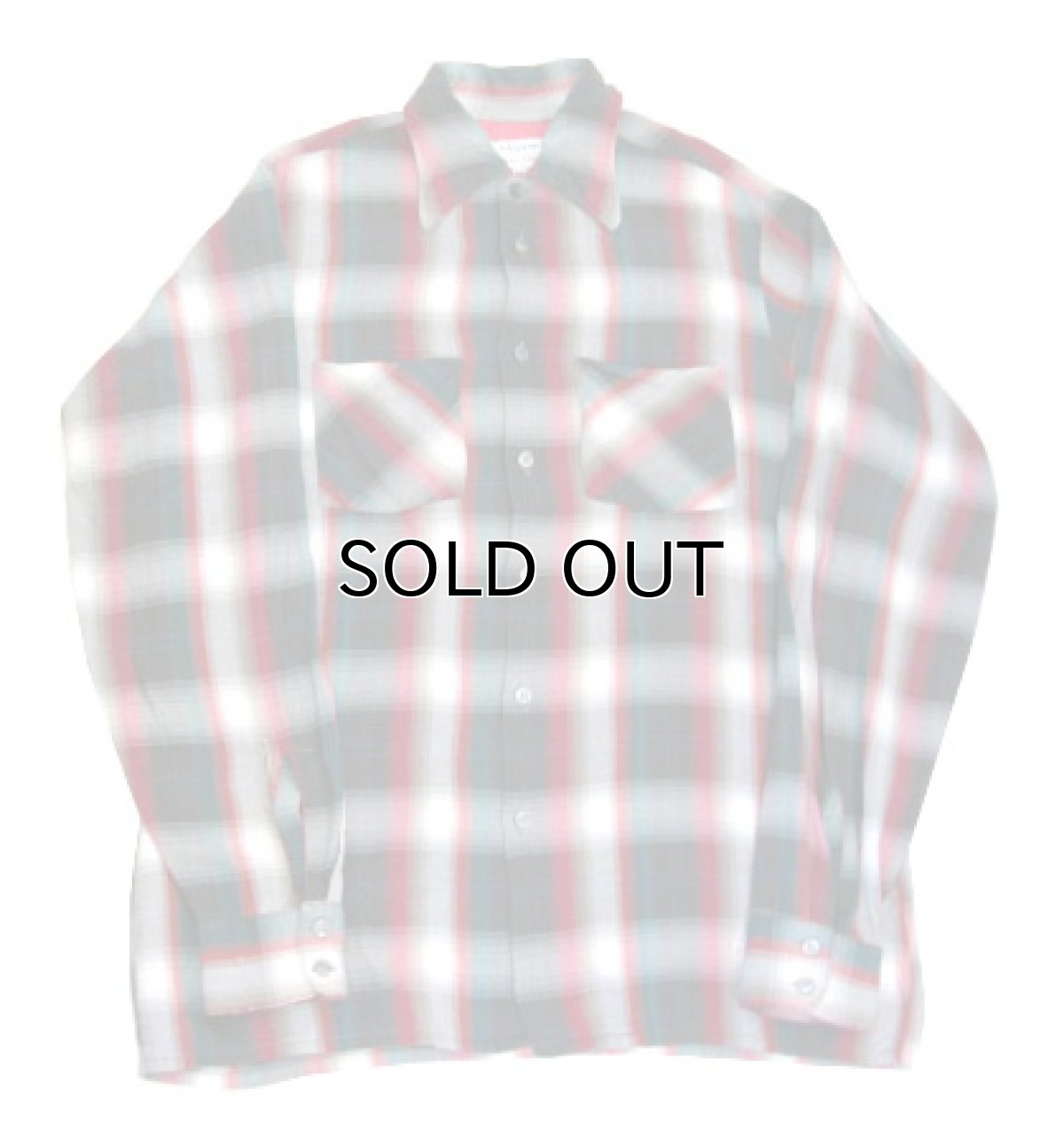 画像4: 1960's "ARROW" Ombre Check Rayon Shirts Red / Green  size M - L (表記 15 - 15 1/2) (4)