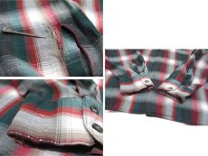 画像7: 1960's "ARROW" Ombre Check Rayon Shirts　Red / Green 　size M - L (表記 15 - 15 1/2) (7)