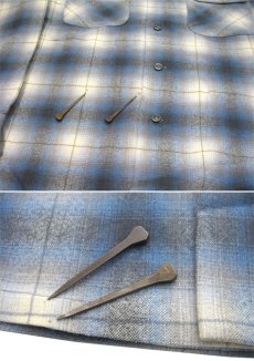 画像6: 1950's~ "PENDLETON" L/S Wool Box Shirts　Sax Blue　size M - L (表記 M) (6)