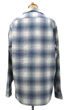 画像2: 1950's~ "PENDLETON" L/S Wool Box Shirts　Sax Blue　size M - L (表記 M) (2)