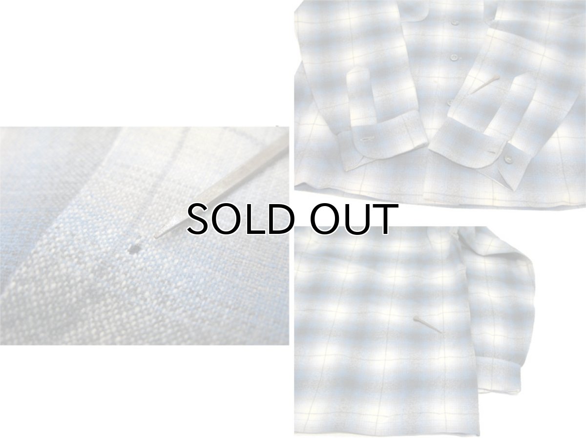 画像5: 1950's~ "PENDLETON" L/S Wool Box Shirts Sax Blue size M - L (表記 M) (5)