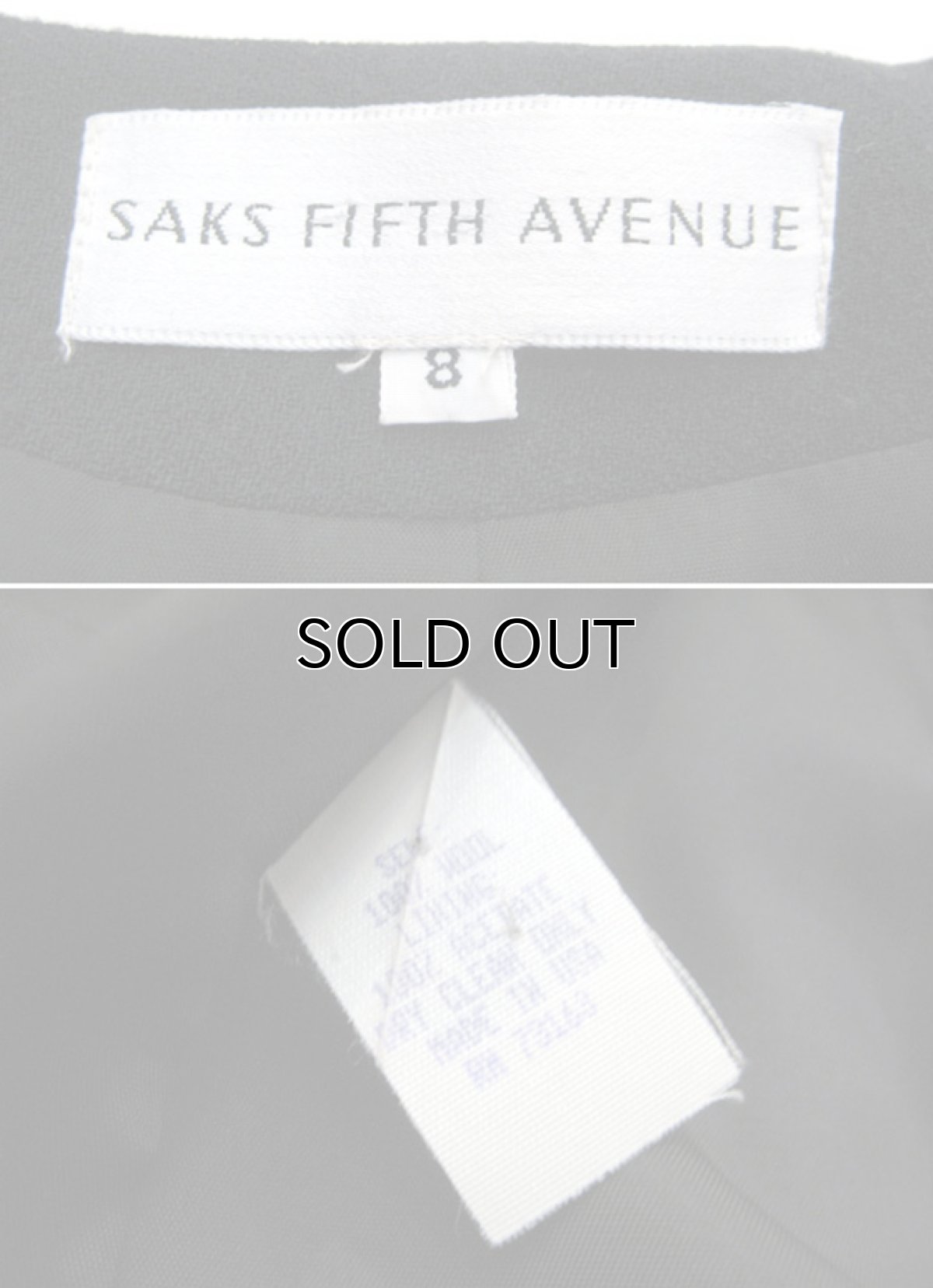 画像5: 1980's~ "SAKS FIFTH AVENUE" Collarless Wool Jacket BLACK size M (表記 8) (5)