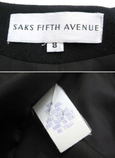 画像5: 1980's~ "SAKS FIFTH AVENUE" Collarless Wool Jacket　BLACK　size M (表記 8) (5)