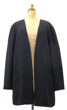 画像1: 1980's~ "SAKS FIFTH AVENUE" Collarless Wool Jacket　BLACK　size M (表記 8) (1)