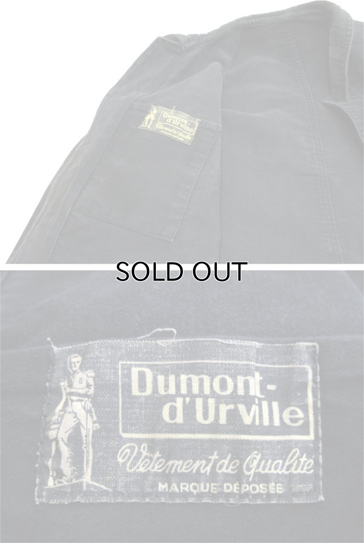 画像4: 1950's~ French "Dumont Durville" Cotton Moleskin Jacket　BLACK　size S - M (4)
