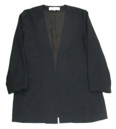 画像4: 1980's~ "SAKS FIFTH AVENUE" Collarless Wool Jacket　BLACK　size M (表記 8) (4)