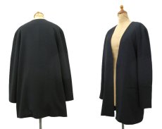 画像2: 1980's~ "SAKS FIFTH AVENUE" Collarless Wool Jacket　BLACK　size M (表記 8) (2)