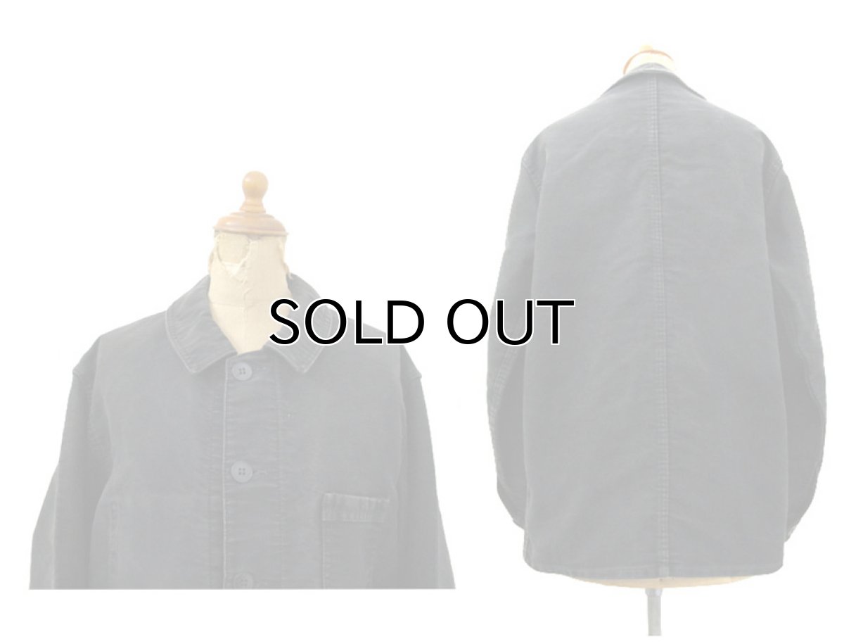 画像2: 1950's~ French "Dumont Durville" Cotton Moleskin Jacket　BLACK　size S - M (2)