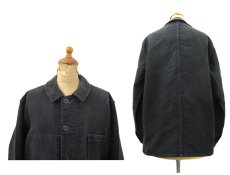画像2: 1950's~ French "Dumont Durville" Cotton Moleskin Jacket　BLACK　size S - M (2)