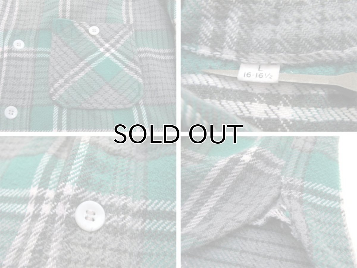 画像3: 1960's Unknown L/S Heavy Flannel Shirts with Gadget GREEN size M - L (表記 16 - 16 1/2)  (3)