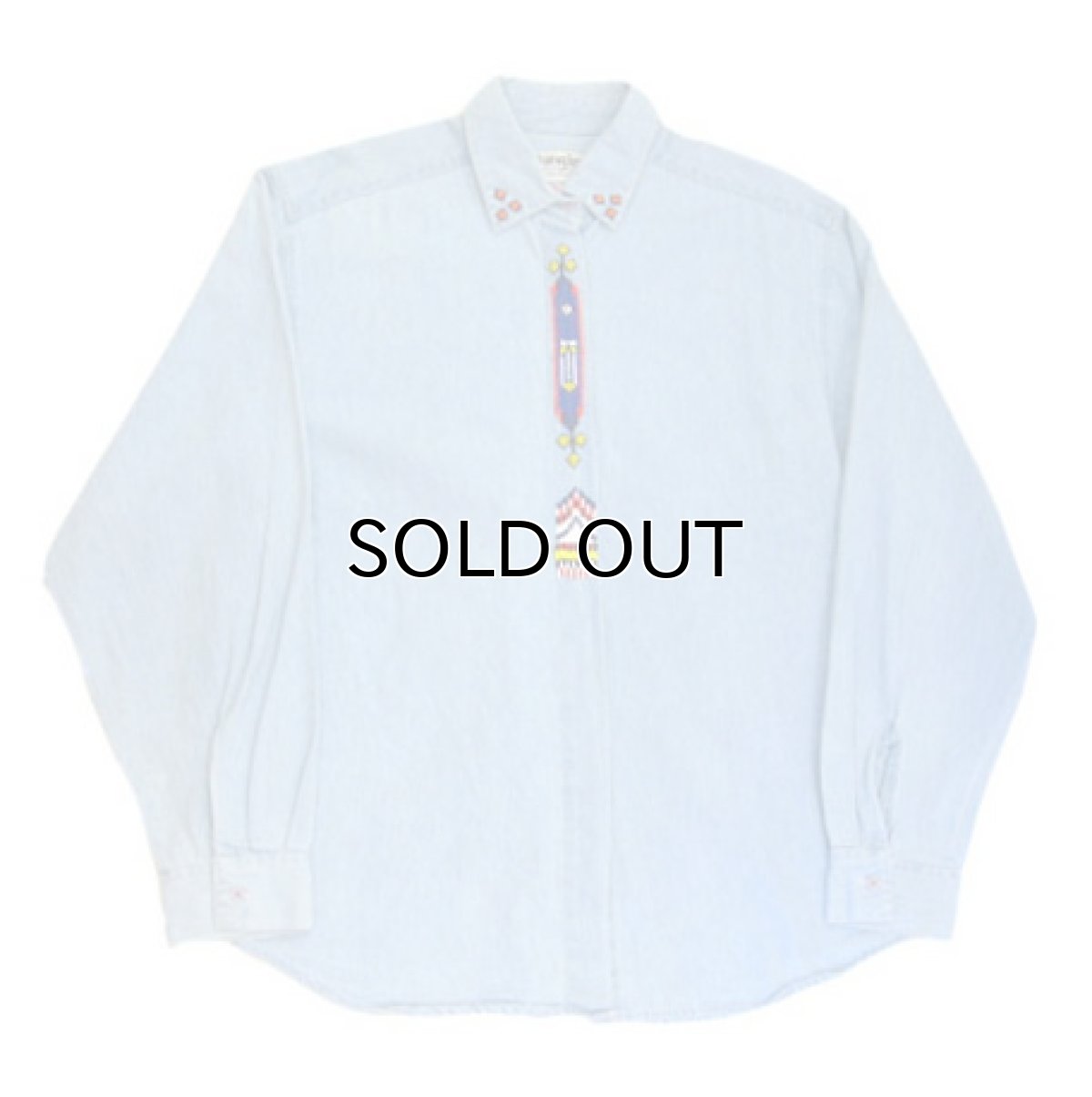 画像4: 1990's~ "Wrangler" Cotton Decoration Shirts Sax Blue size M - L (表記 M) (4)