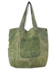 画像1: " Note and Pen "retouch" Tote Bag  -1950's French Military Linen Duffle-　OLIVE (1)