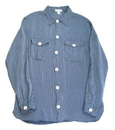 画像4: "GIORGIO ARMANI" L/S Rayon Stripe Shirts  made in ITALY　Blue　size M - L (表記 L) (4)