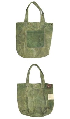 画像4: " Note and Pen "retouch" Tote Bag  -1950's French Military Linen Duffle-　OLIVE (4)
