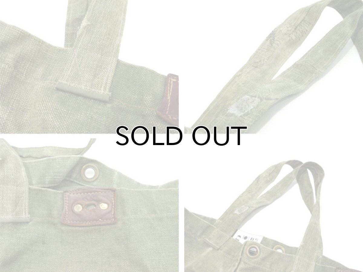 画像6: " Note and Pen "retouch" Tote Bag  -1950's French Military Linen Duffle-　OLIVE (6)