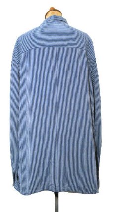 画像2: "GIORGIO ARMANI" L/S Rayon Stripe Shirts  made in ITALY　Blue　size M - L (表記 L) (2)