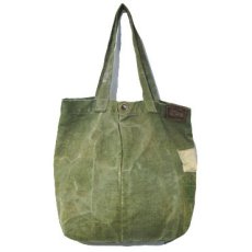 画像2: " Note and Pen "retouch" Tote Bag  -1950's French Military Linen Duffle-　OLIVE (2)