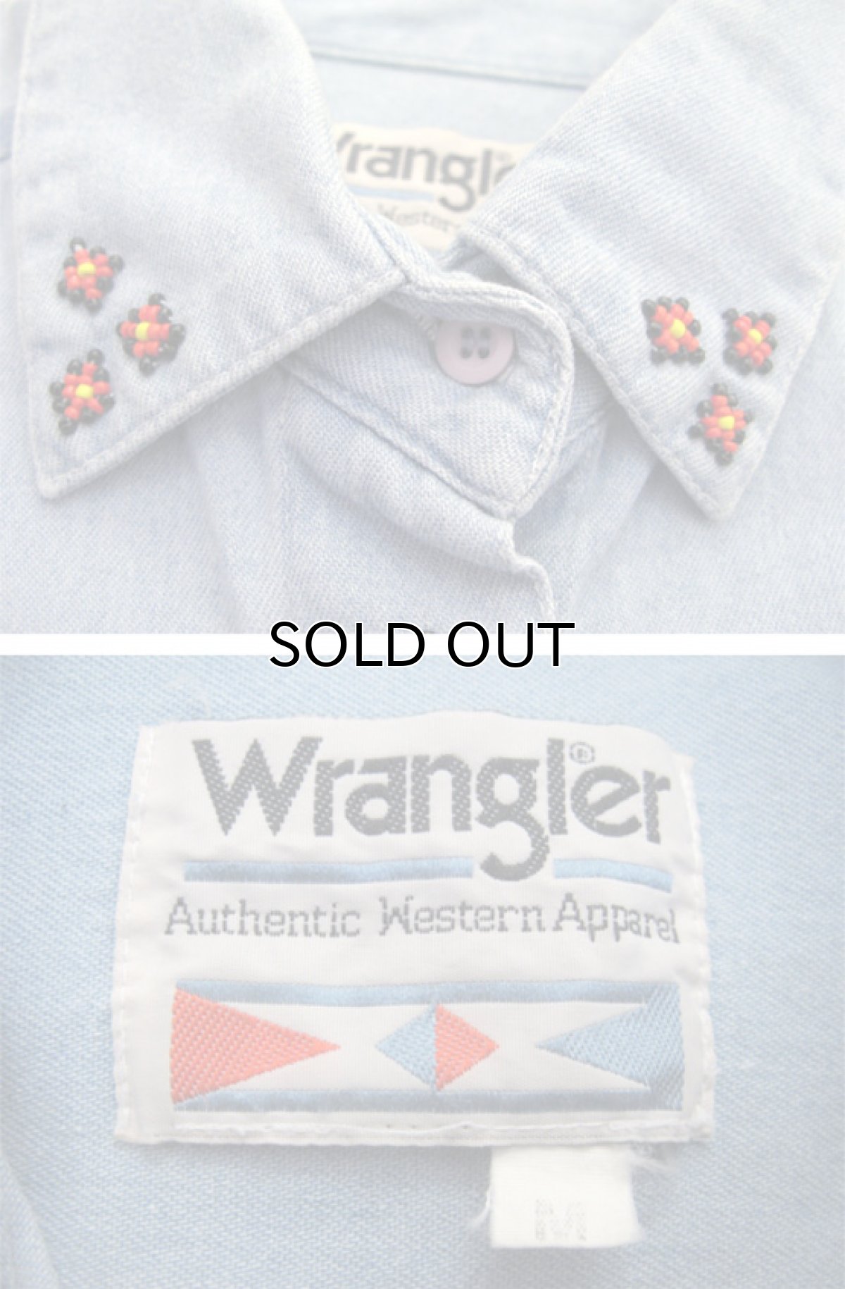 画像5: 1990's~ "Wrangler" Cotton Decoration Shirts Sax Blue size M - L (表記 M) (5)