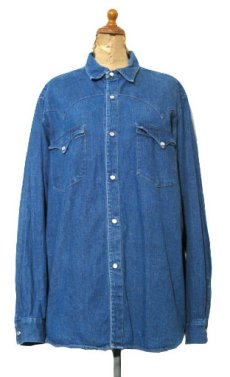 画像1: 1970's~ MAC KEEN L/S Denim Western Shirts  made in France　Blue Denim　size M - L (表記 不明) (1)