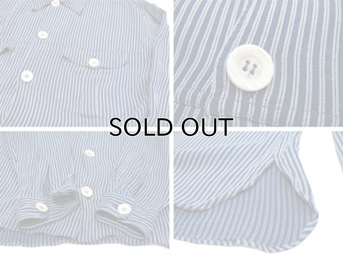 画像6: "GIORGIO ARMANI" L/S Rayon Stripe Shirts  made in ITALY Blue size M - L (表記 L) (6)