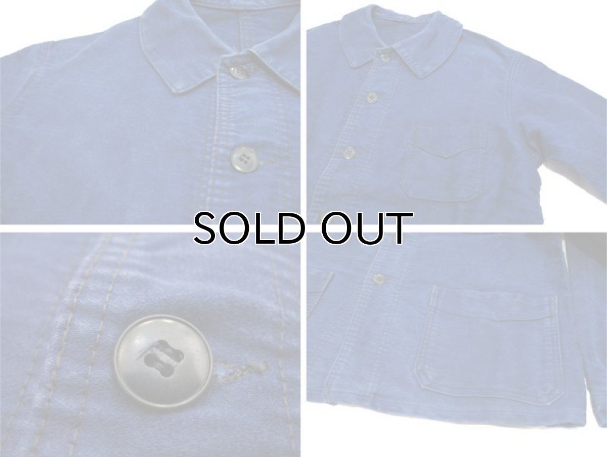 画像6: 1950's~ French "A St Michel" Moleskin Jacket　Faded Blue　size S - M (表記 不明) (6)