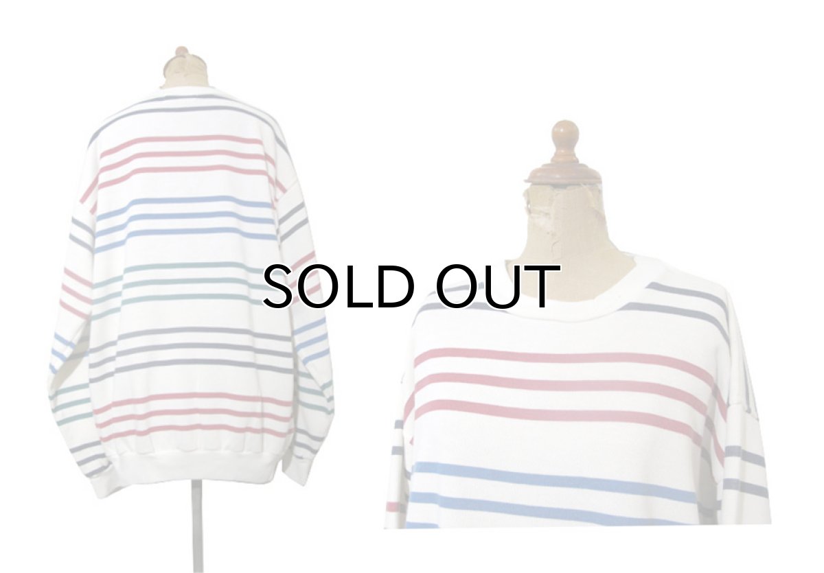 画像2: 1990's "10th GEAR" Multi Color Border Sweat Shirts Multi Color size M - L (表記 M) (2)