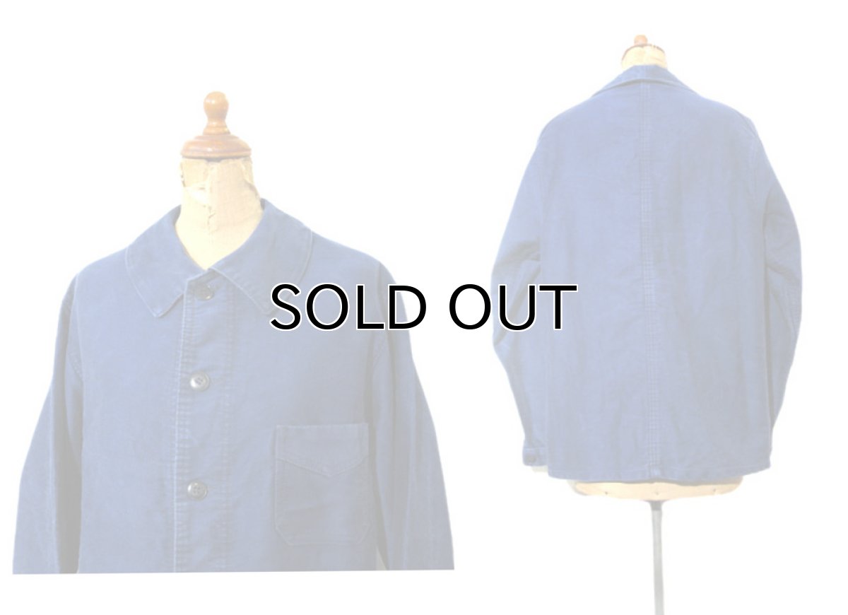 画像2: 1950's~ French "A St Michel" Moleskin Jacket　Faded Blue　size S - M (表記 不明) (2)