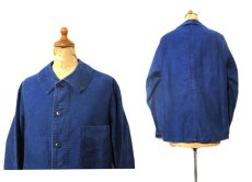 画像2: 1950's~ French "A St Michel" Moleskin Jacket　Faded Blue　size S - M (表記 不明) (2)