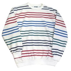 画像3: 1990's "10th GEAR" Multi Color Border Sweat Shirts　Multi Color　size M - L (表記 M) (3)