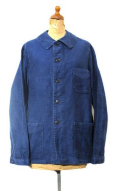 画像1: 1950's~ French "A St Michel" Moleskin Jacket　Faded Blue　size S - M (表記 不明) (1)