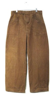 画像1: 1940's~ French Cotton Duck Work Trousers　BROWN　size w 32 inch (1)