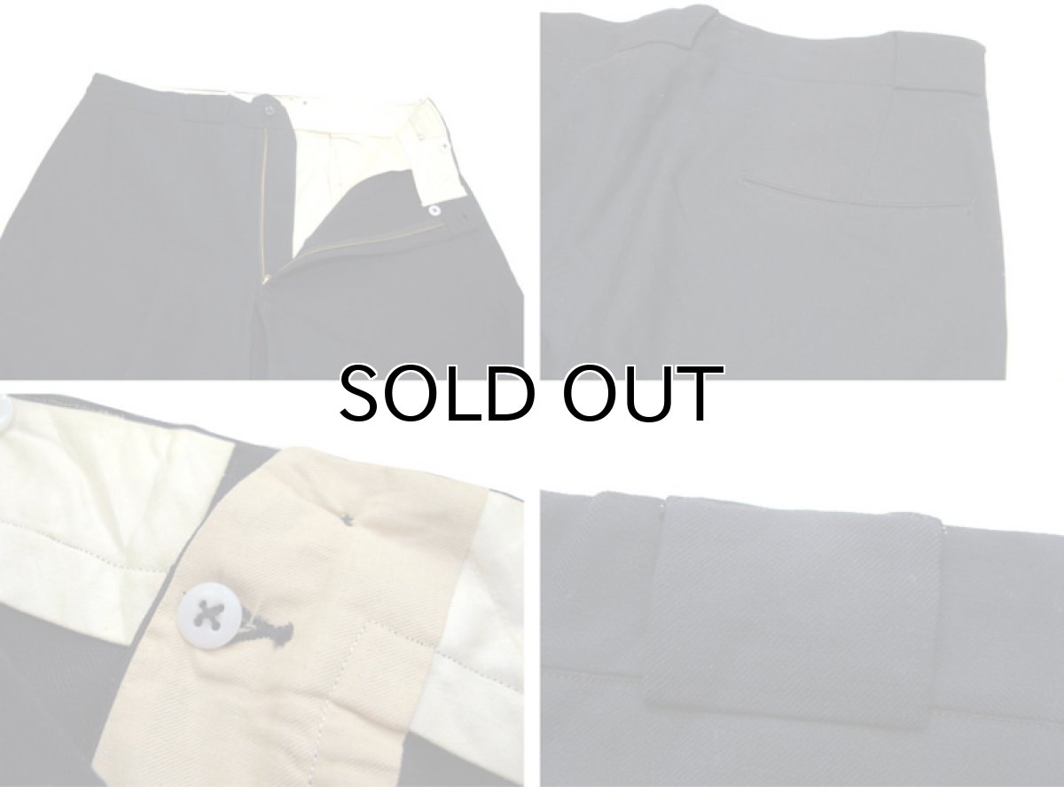 画像6: 1940-50's Wool Work Trousers with Suspenders Button NAVY size w 36 inch (6)