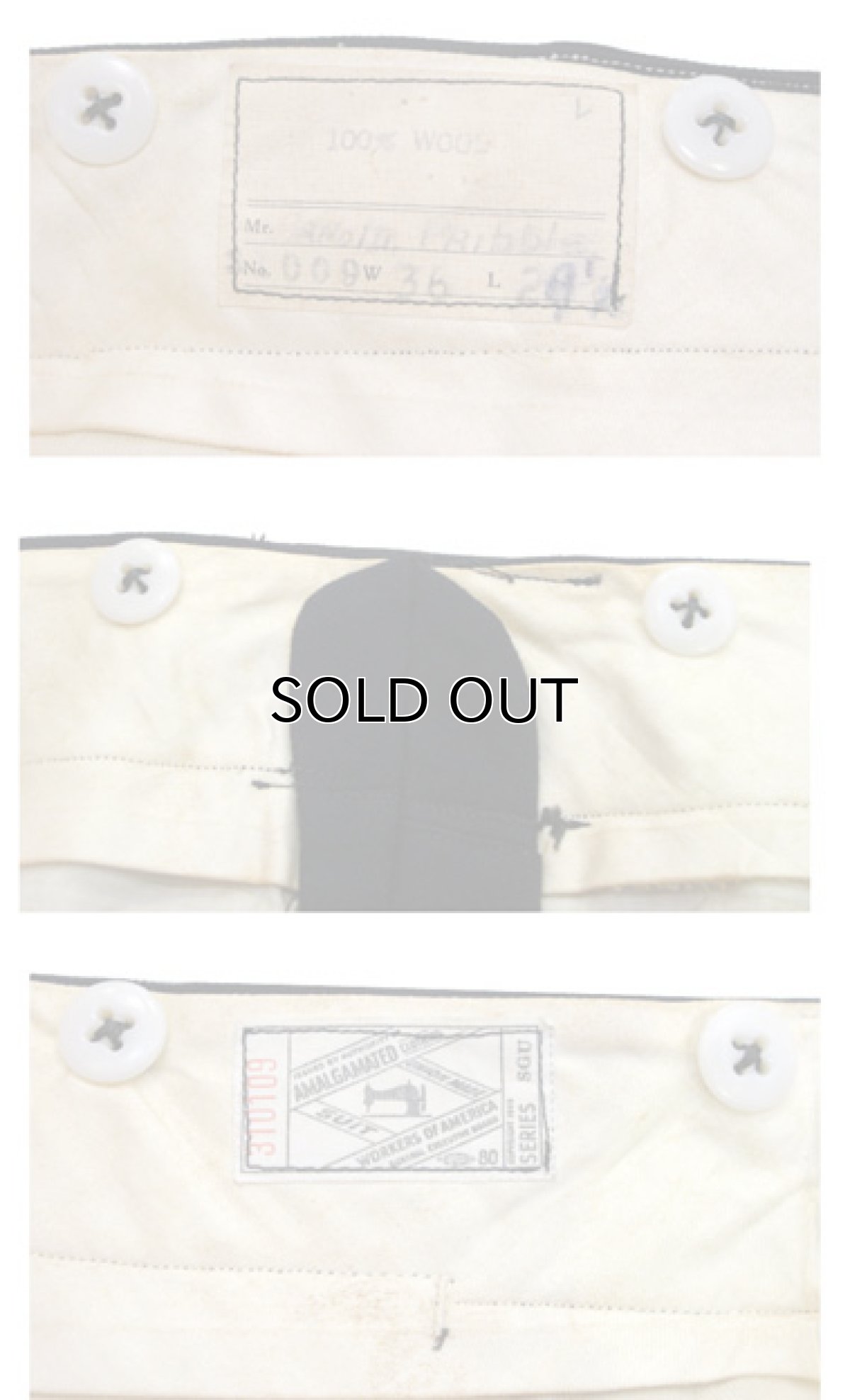 画像5: 1940-50's Wool Work Trousers with Suspenders Button NAVY size w 36 inch (5)