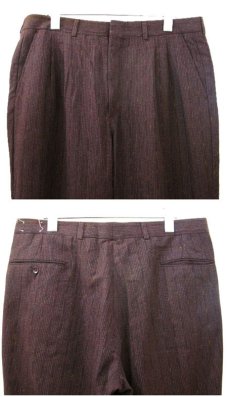 画像3: 1960's OLD Wool Tuck Trousers　あずき色　size w 34.5 inch (3)